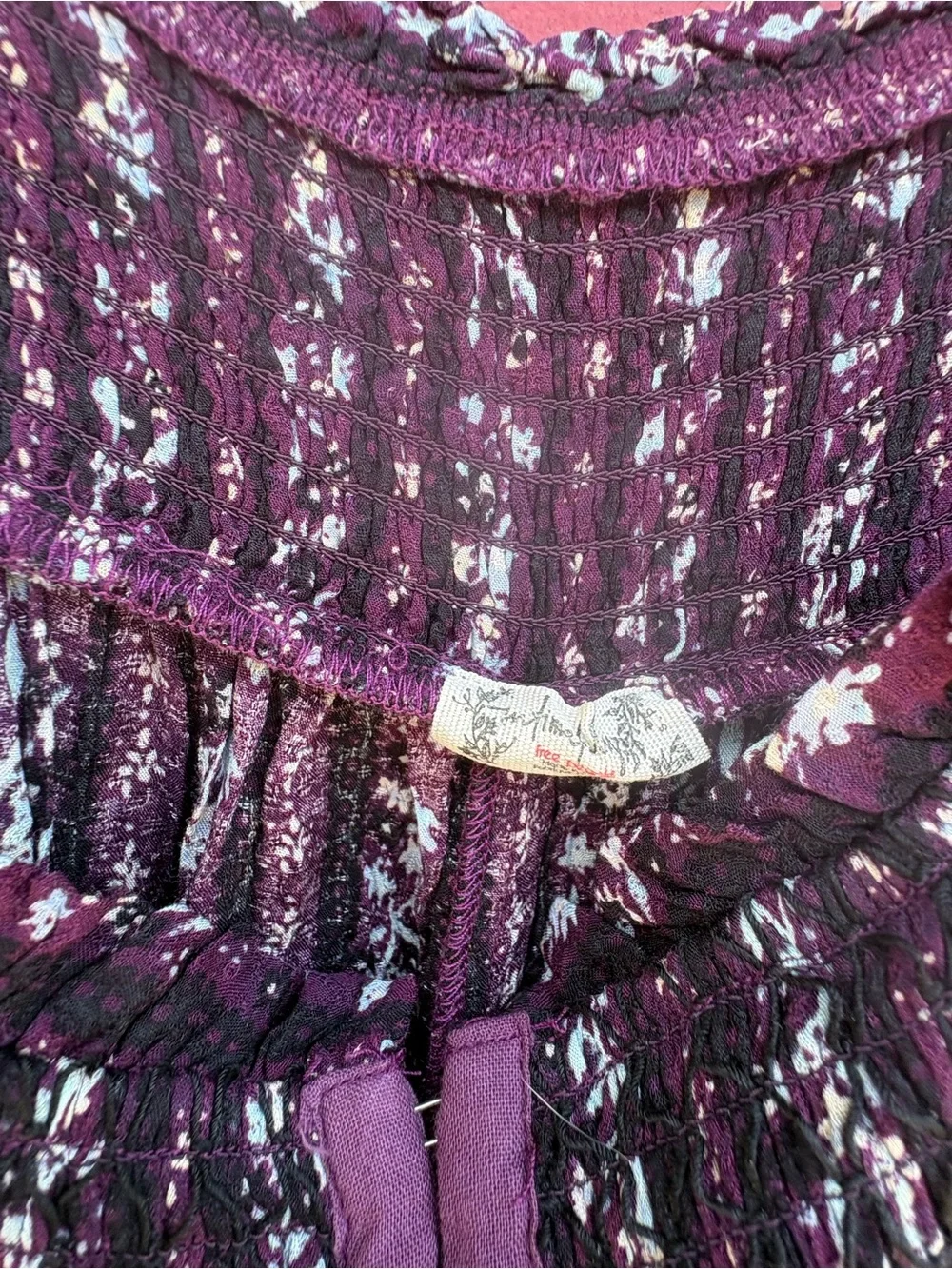 Free People Burgundy Floral Pantsuit with Tie Straps